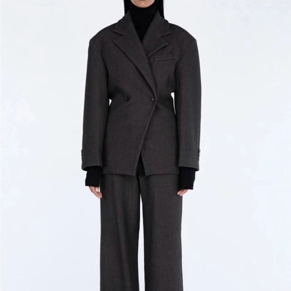 Source Unknown Charcoal Nangy Double Breasted Cinched Waist Blazer NWT